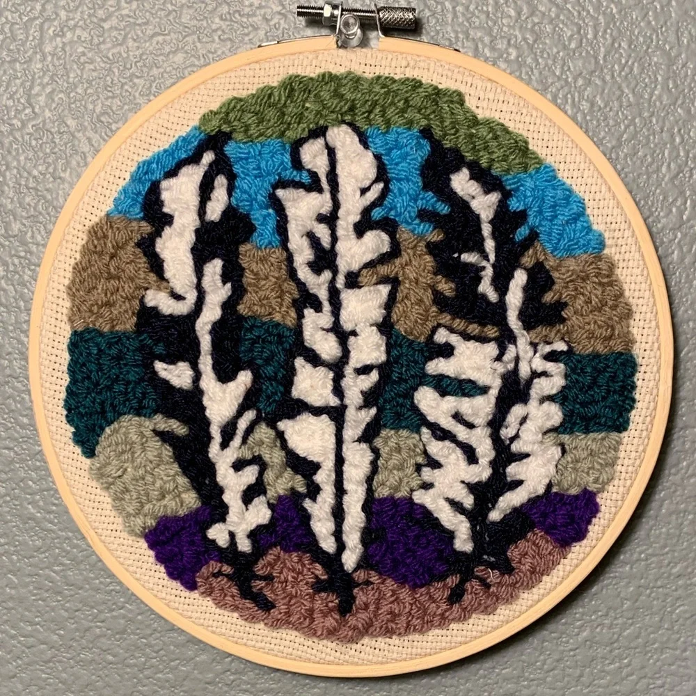 Feather, punch needle, wall art!!